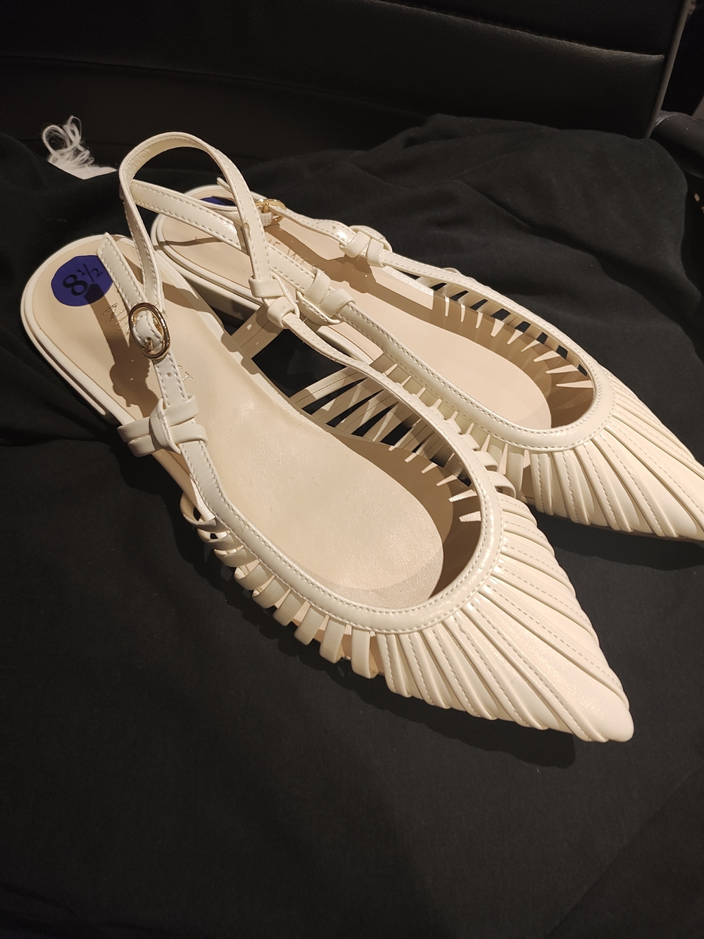 Nine West Cream Pointed-Toe Woven Slingback Flats 8.5